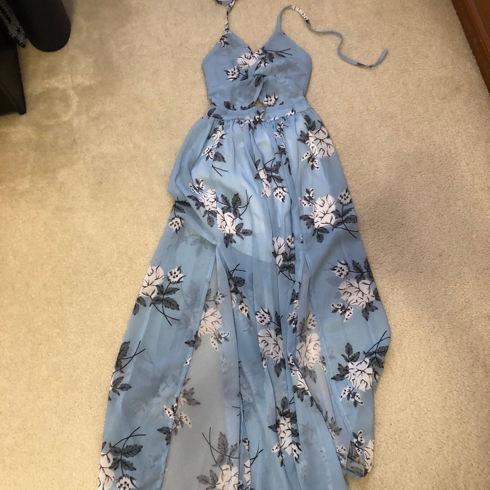 Light Blue, Maxi Dress, Floral,